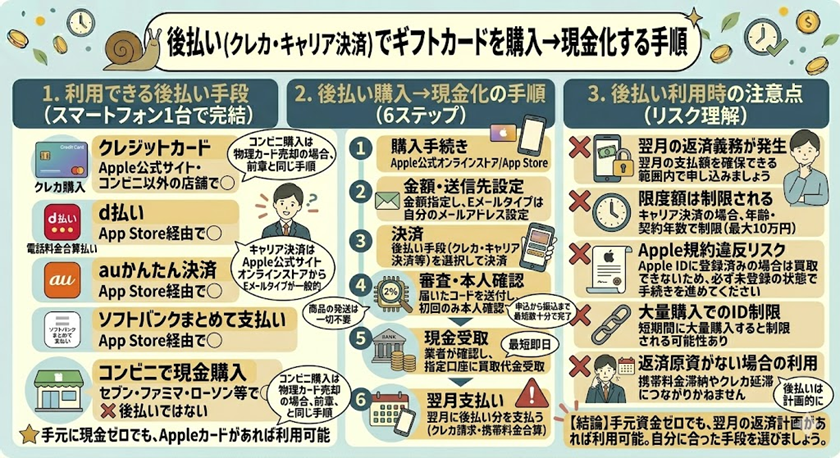 後払い(クレカ・キャリア決済)でギフトカードを購入→現金化する手順
