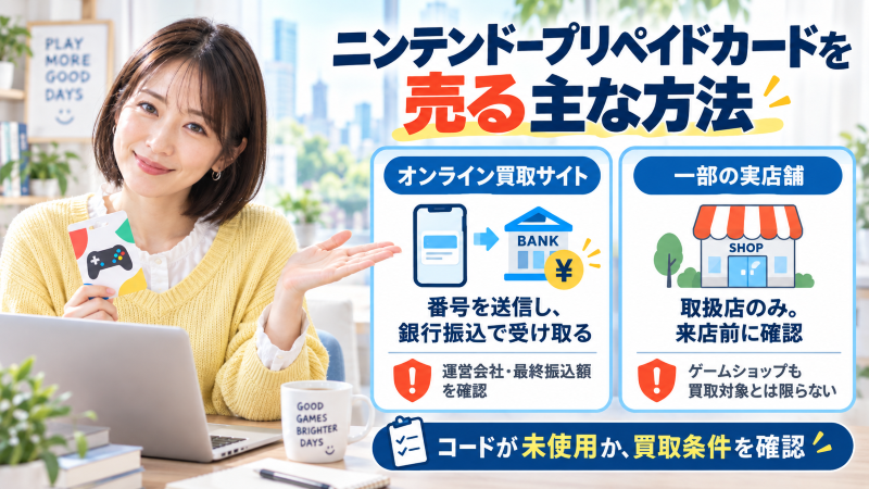 ニンテンドープリペイドカードを売る主な方法