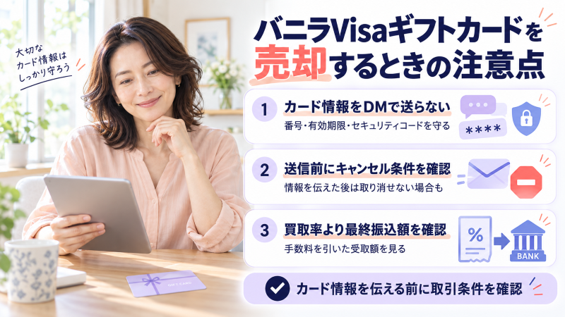 バニラvisaカード買取の注意点