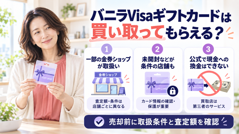 バニラvisaギフトカードは買い取ってもらえる?