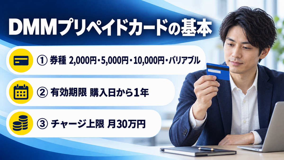 DMMプリペイドカードの基本 券種・有効期限・チャージ上限