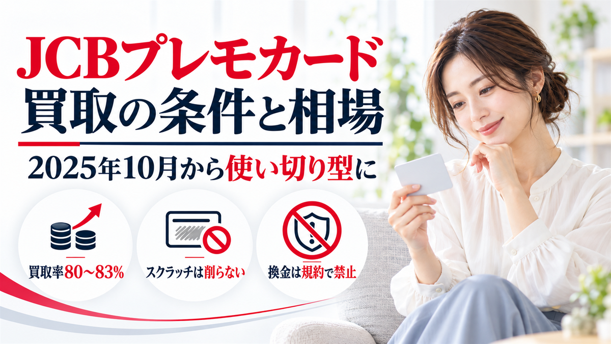 JCBプレモカード買取の条件と相場！2025年10月の改定後に売れるカードと注意点