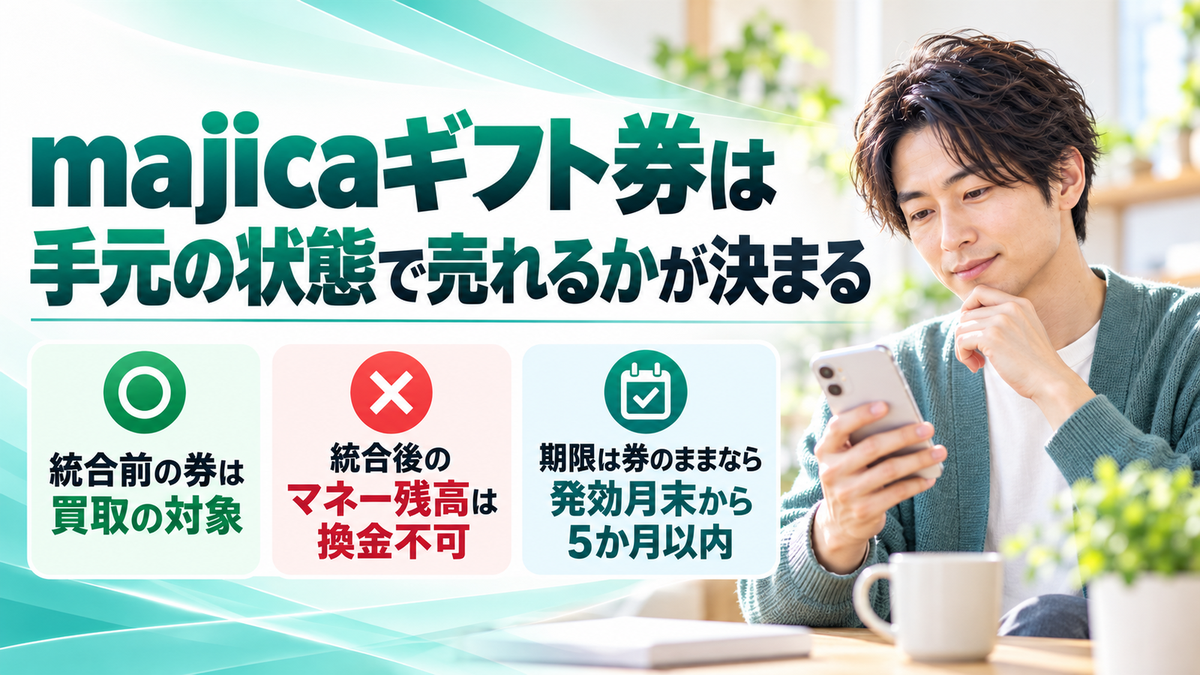 majicaギフト券は手元の状態で売れるかが決まる