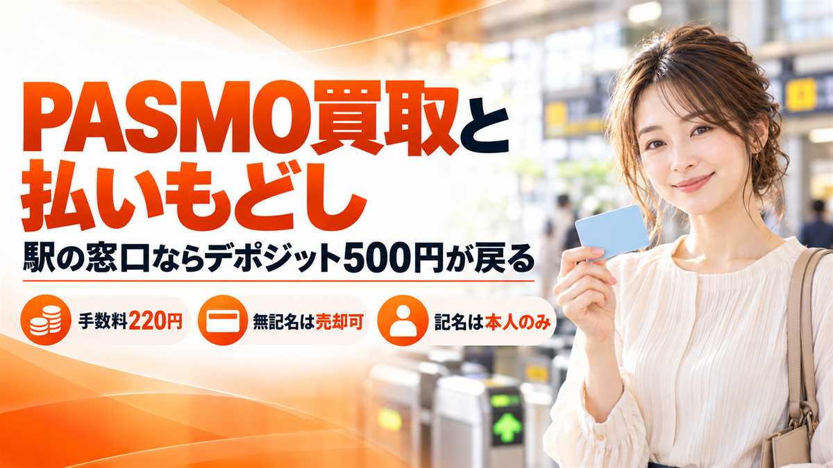 PASMOは買取より駅の払いもどしが得？金券ショップの相場と手数料220円の計算