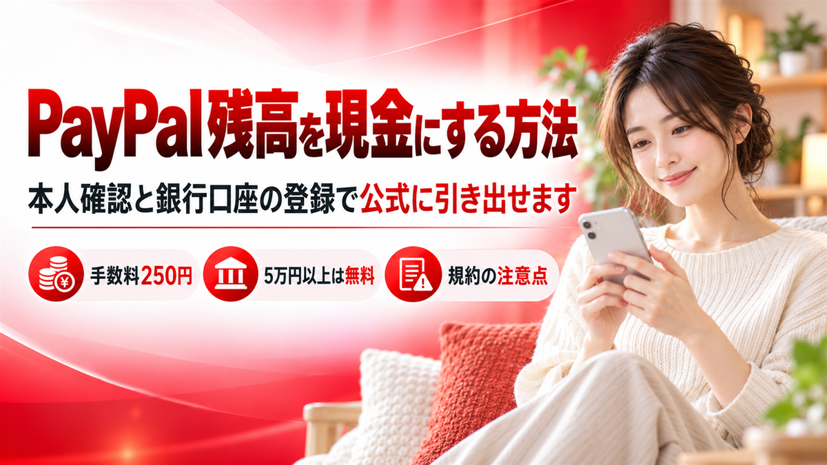 PayPal(ペイパル)の残高は買取できる?公式の引き出し方法(手数料250円・5万円以上は無料)と規約で禁じられた現金化
