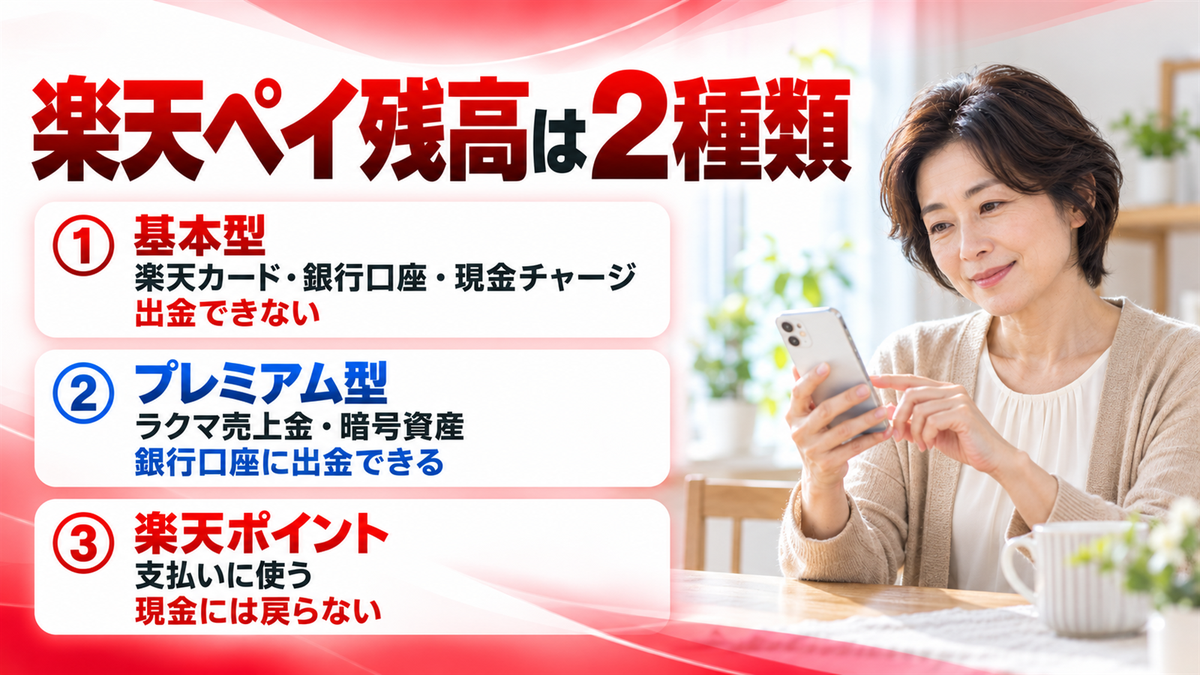 楽天ペイ残高は2種類 基本型とプレミアム型と楽天ポイントの違い