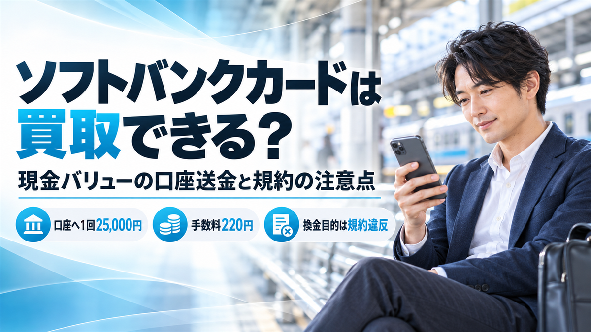 ソフトバンクカードは買取できる？現金バリューの口座送金と規約で禁止される換金、銀はがしプリカとの違い